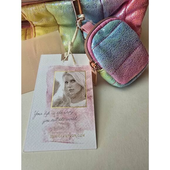 Jessica Simpson 2 pc Backpack Set Rainbow Puffer - Picture 5 of 12